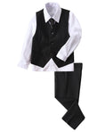 Gallery viewerに画像を読み込む, Black 4 Piece Boys' Formal Suit Set with Vest Pants Dress Shirt and Tie BS35
