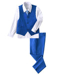 Charger l'image dans la visionneuse de la galerie, Royal Blue 4 Piece Boys' Formal Suit Set with Vest Pants Dress Shirt and Tie BS48
