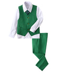 Charger l'image dans la visionneuse de la galerie, Green 4 Piece Boys' Formal Suit Set with Vest Pants Dress Shirt and Tie BS41
