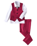 Cargar la imagen en la vista de la galería, Burgundy 4 Piece Boys' Formal Suit Set with Vest Pants Dress Shirt and Tie BS39
