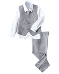 Cargar la imagen en la vista de la galería, Gray 4 Piece Boys' Formal Suit Set with Vest Pants Dress Shirt and Tie BS40
