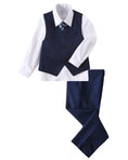 Gallery viewerに画像を読み込む, Blue 4 Piece Boys' Formal Suit Set with Vest Pants Dress Shirt and Tie BS37
