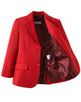 Load image into Gallery viewer, Red 3 Piece Kids Boys' Formal Blazer Vest and Pants Dress Suits Set
