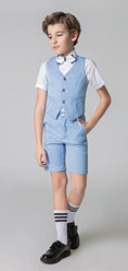 Bild in Galerie-Betrachter laden, Light Blue Frosted Outfit Summer 4 Piece Kids Boys Suit
