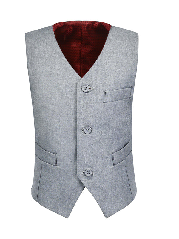 Light Gray 3 Buttons Boys Girls Fully Lined Formal Suit Vest