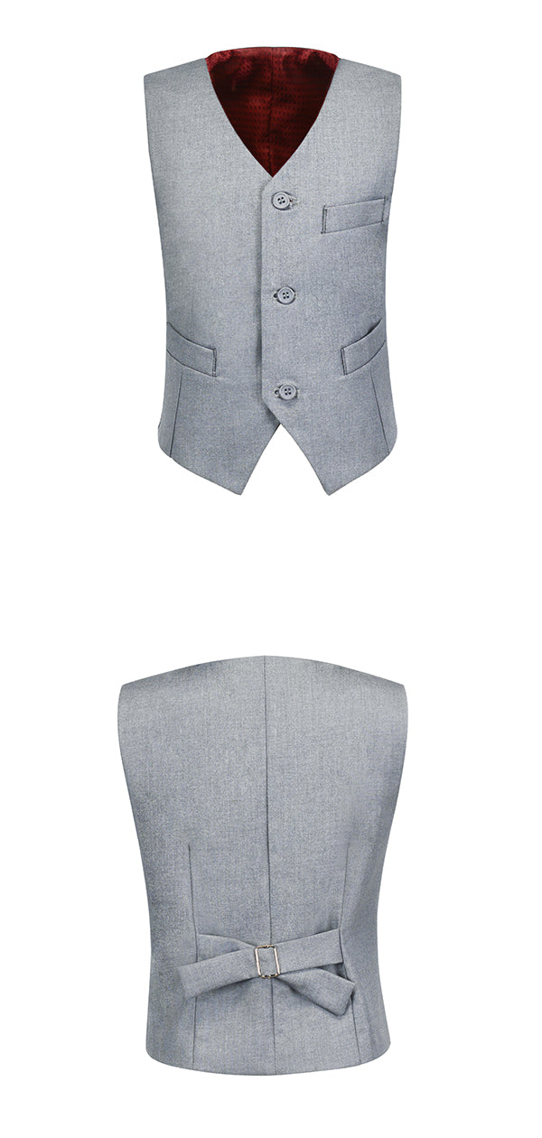 Light Gray 3 Buttons Boys Girls Fully Lined Formal Suit Vest