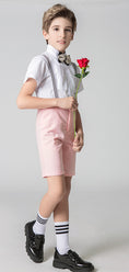 Bild in Galerie-Betrachter laden, Pink 4 Piece Kids Boys' Formal Party Dress Suits Set With Suspenders
