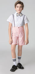 Bild in Galerie-Betrachter laden, Pink 4 Piece Kids Boys' Formal Party Dress Suits Set With Suspenders
