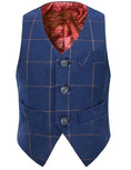 Cargar la imagen en la vista de la galería, Blue Plaid 3 Buttons Boys Girls Fully Lined Formal Suit Vest
